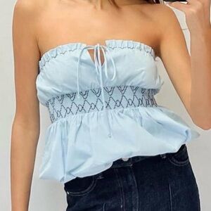 ZARA STRAPLESS POPLIN TOP SIZE L NWT